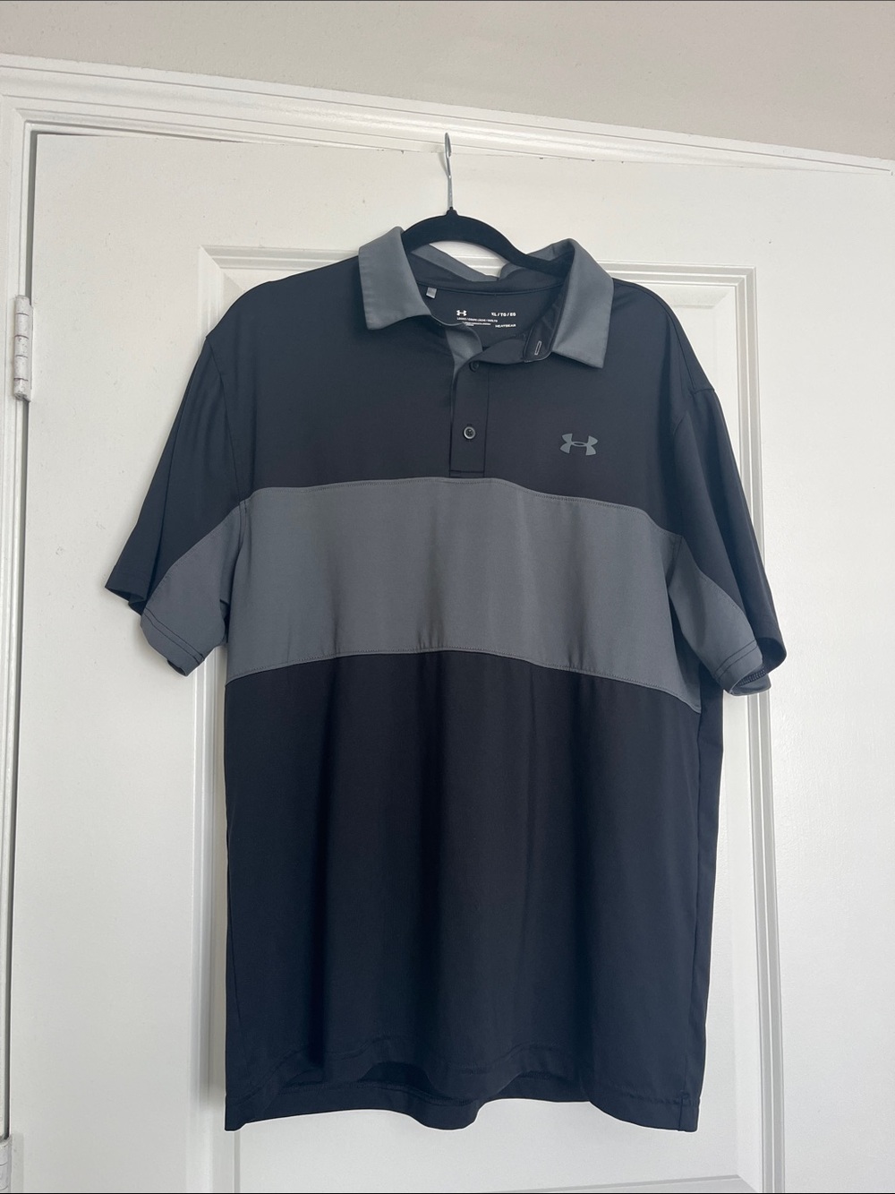 Under Armour Men’s Black Polo with Gray Chest Band